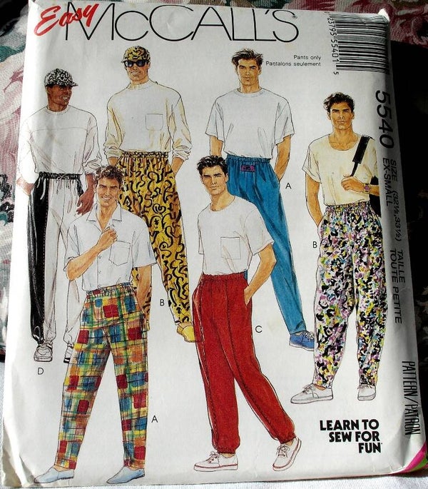 McCall's 5540 Easy To Sew Men's/Teen Boys Novelty Pants & Hat in Size X Small
