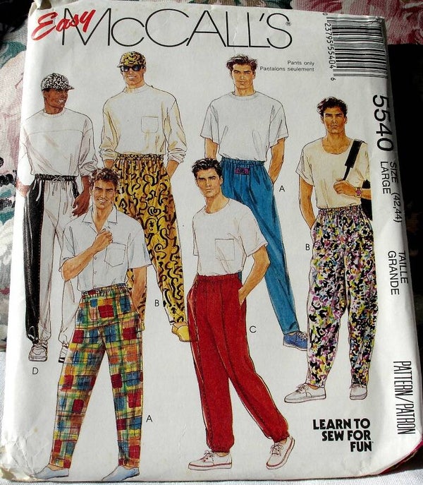McCall's 5540 Easy To Sew Men's/Teen Boys Novelty Pants & Hat Size Large