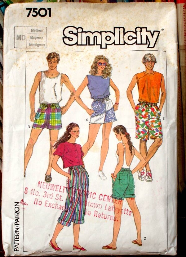 Simplicity 7501 Misses, Men's And  Teen Boys Easy To Sew Jams In Three Lengths Size -Medium