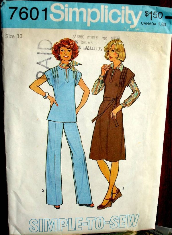 Simplicity 7601 Pullover Dress Jumper Or Top And Pants Pattern Size 10