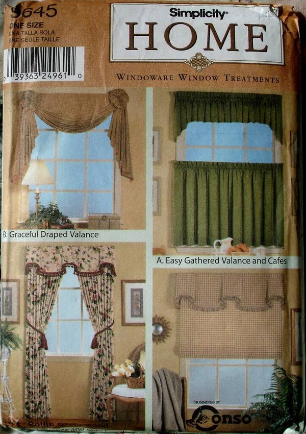 Simplicity 9645 Home Windoware Window Treatments By Robin Greenwood