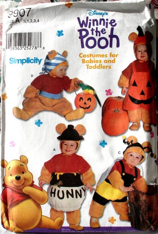 Simplicity 9907 Winnie The Pooh Costumes For Babies And Toddlers Size A