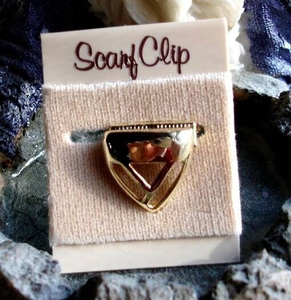 Triangular Shaped Scarf Clip Vintage 1970s Mod Geometric Style NOS