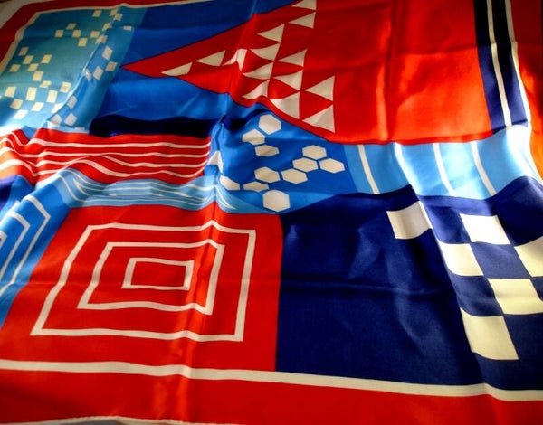 Red White And Blue Geometric Design Vera Neumann Scarf With Ladybug