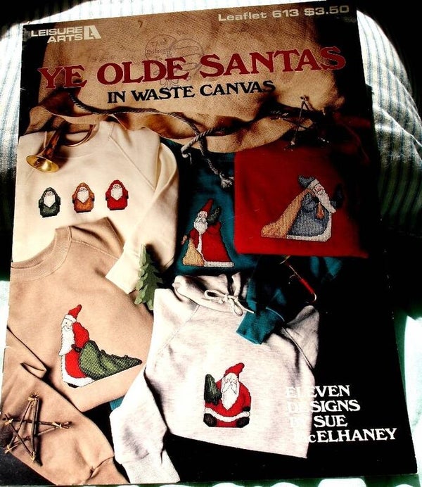 Ye Olde Santas In Waste Canvas Designed By Sue McElhaney Leisure Arts Leaflet 613