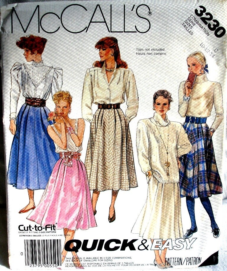 McCall's 3230 Misses Flared Skirt In Two Lengths With Peats Pattern Size C 10-12-14