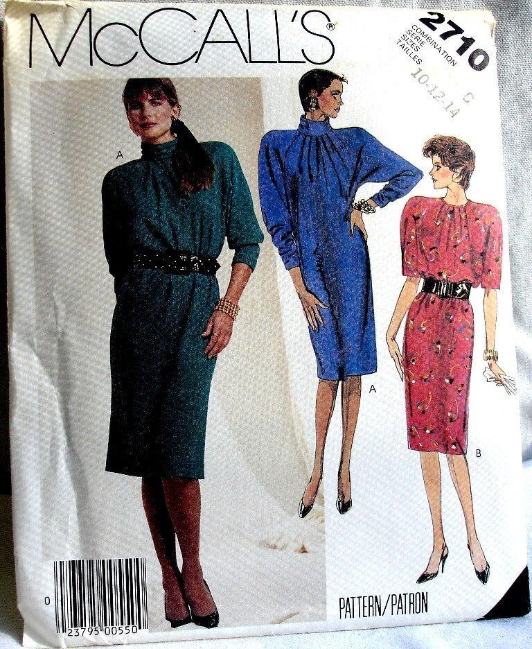McCall's 2710 Misses Loose Fitting Straight Dress Size C 10-12-14