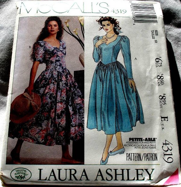 McCall's 4319 Misses Princess Seamed Dress By Laura Ashley Size 10