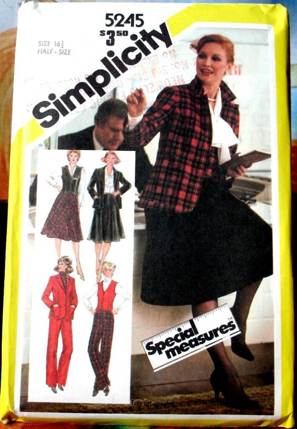 Simplicity 5245 Skirt, Straight-Leg Pants, Lined Vest And Unlined Jacket Patterns