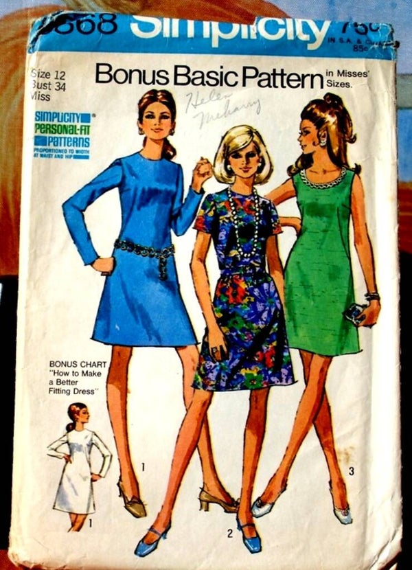 Simplicity 8868 Misses Dress With Two Necklines Size 12