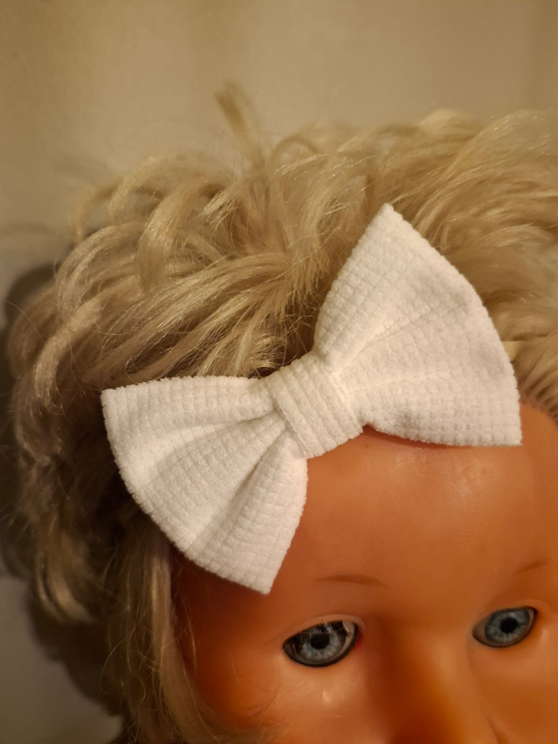 Strik wafelstof offwhite op tricot haarbandje