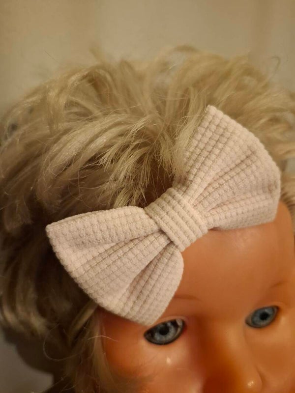 Strik wafelstof oudroze op tricot haarbandje