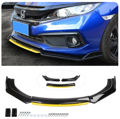 UNIWERSALNA DOKŁADKA ZDERZAKA PRZEDNIEGO SPLITTER SPOILER CZARNO ZÓŁTY ABS | car