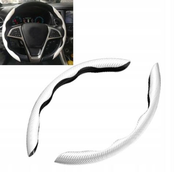 SPORTOWA NAKŁADKA NA KIEROWNICĘ BIAŁY CARBON ABS UNIWERSALNE 36–38 CM 2 SZT | car