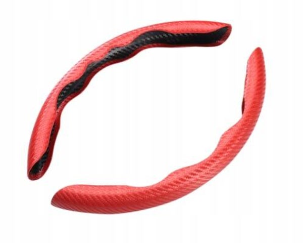 SPORTOWA NAKŁADKA NA KIEROWNICĘ CZERWONY CARBON UNIWERSALNA 36–38 CM 2 SZT | car