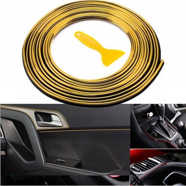 LISTWA OZDOBNA CHROM DO SAMOCHODU 5M – TAŚMA TUNING WCISKANA ZŁOTA | car