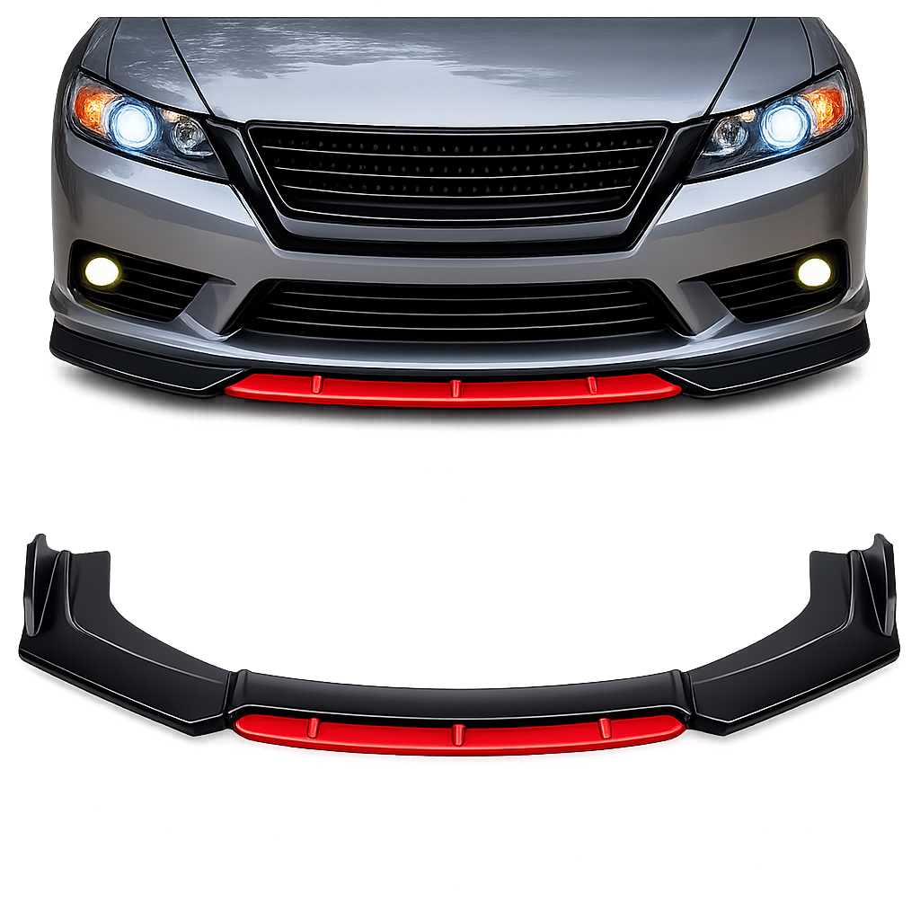 UNIWERSALNA DOKŁADKA ZDERZAKA SPLITTER SPOILER CZARNO-CZERWONY ABS 182 CM | car