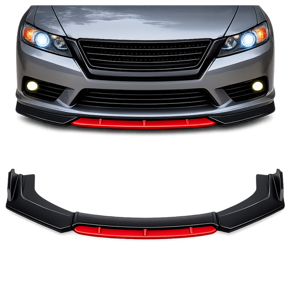 UNIWERSALNA DOKŁADKA ZDERZAKA SPLITTER SPOILER CZARNO-CZERWONY ABS 182 CM | car