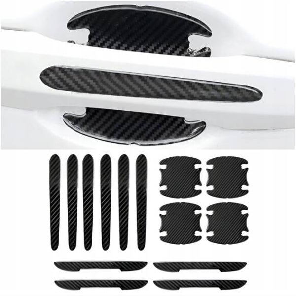 NAKLEJKI NA SAMOCHÓD FOLIA OCHRONNA POD KLAMKI SAMOPRZYLEPNE 3D Carbon Czarne | car