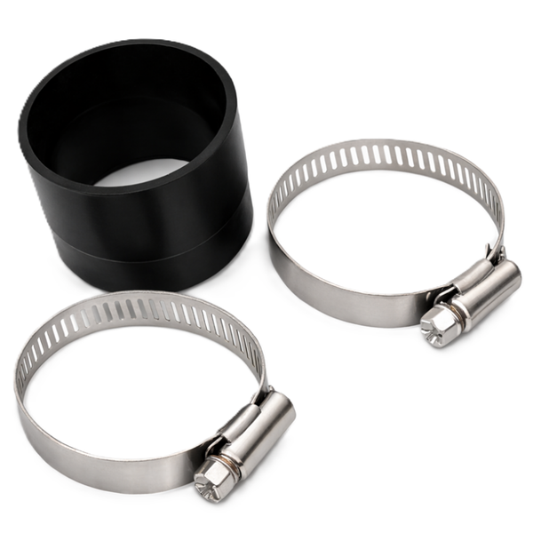 2x Obejma rury 65mm METALOWA + łącznik plastikowy 55mm HEMID