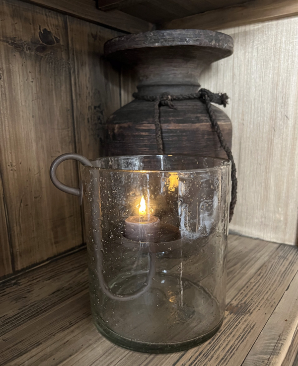 Windlicht bubbel glas M