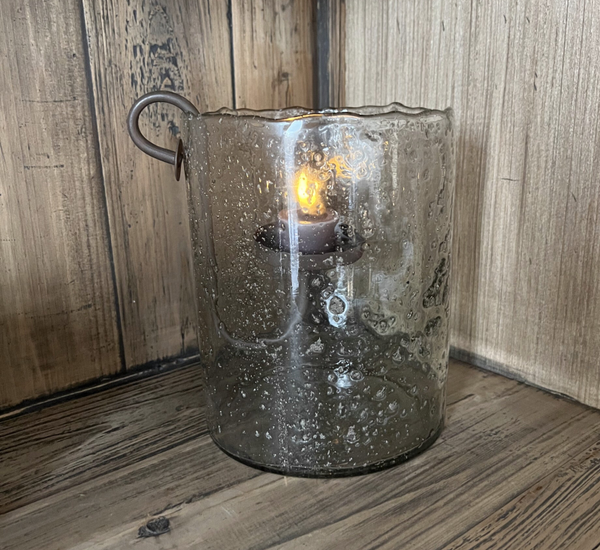 Windlicht bubbel glas L