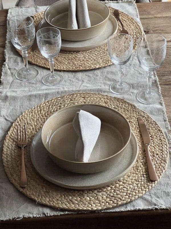 Soft raw linnen loper