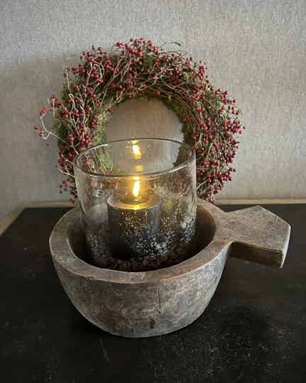 Oudhouten bak met handvat Fritz