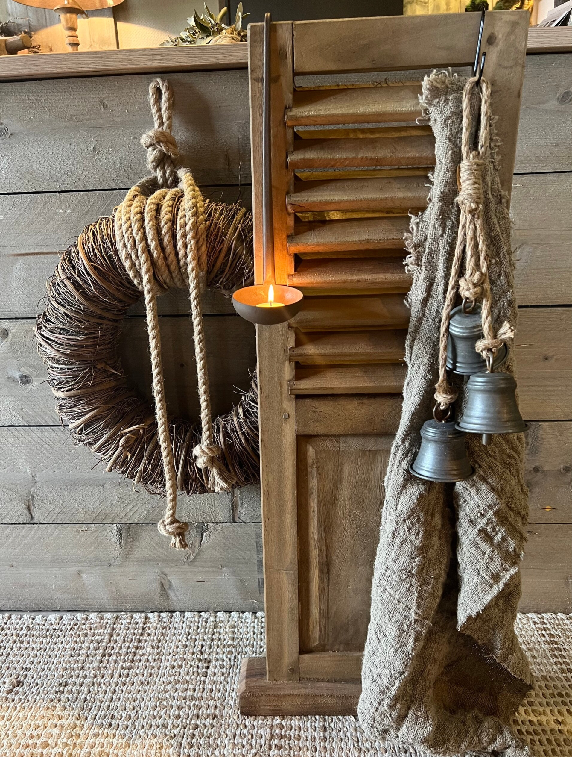 Landelijk houten Louvre luik naturel L