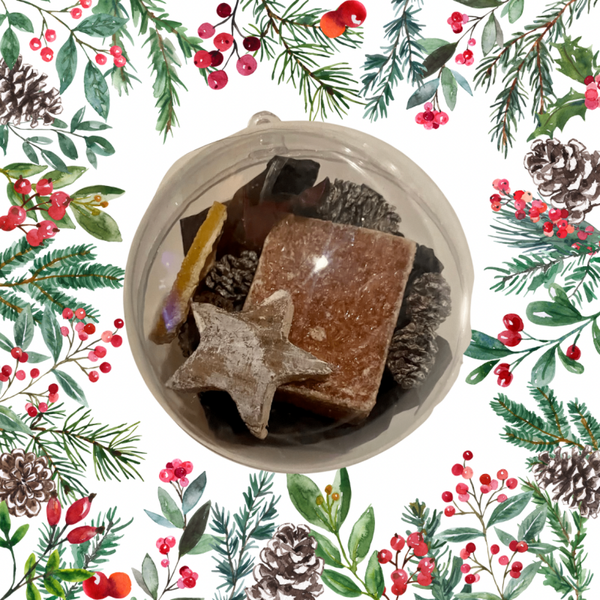 Kerstbal met amberblokje