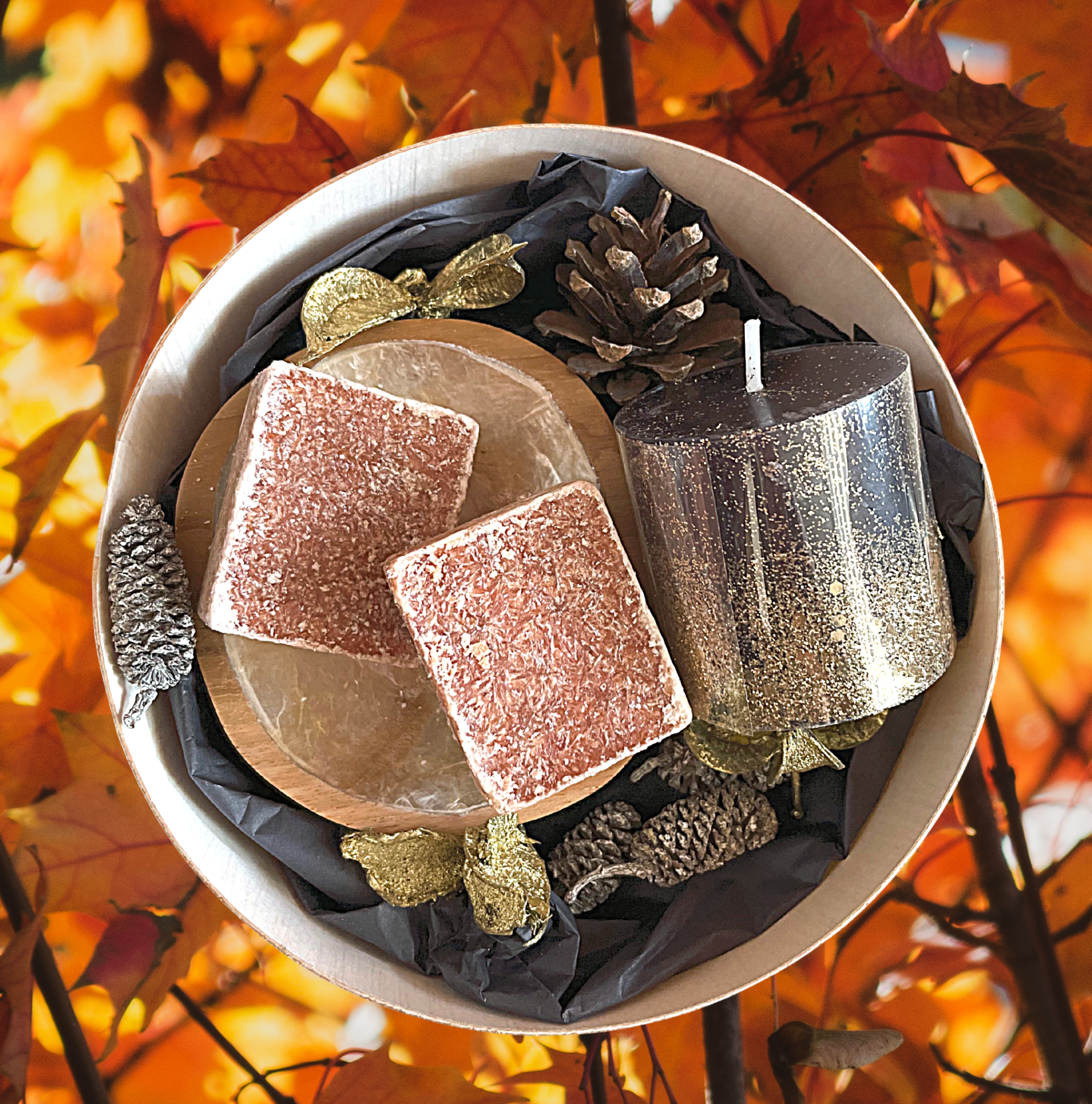 Giftbox Amberblokjes, schaaltje & kaars