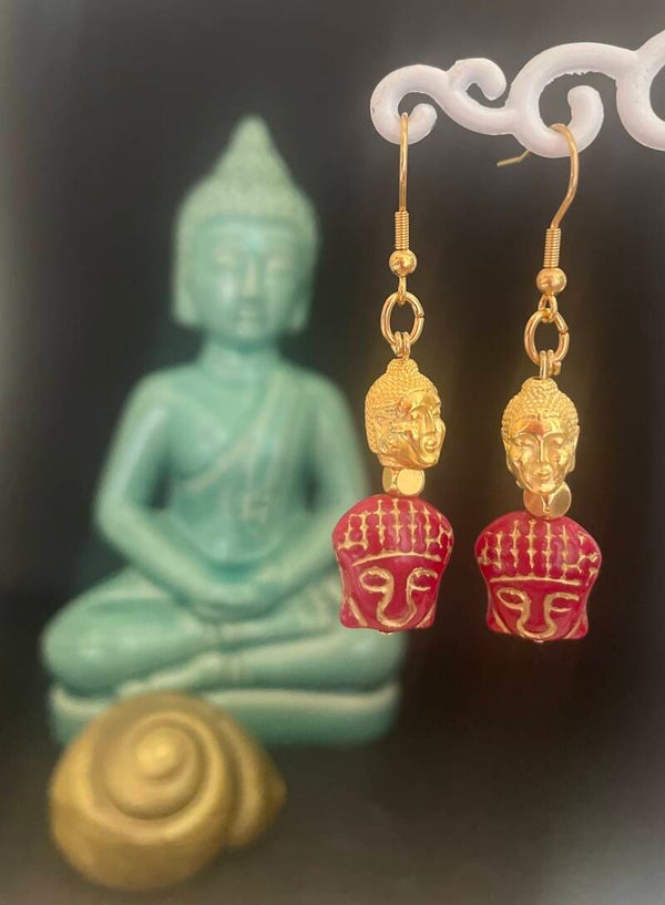 Oorbellen Flaming red Buddha
