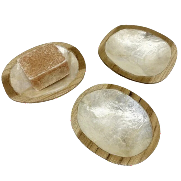 Schaaltje hout capiz ovaal