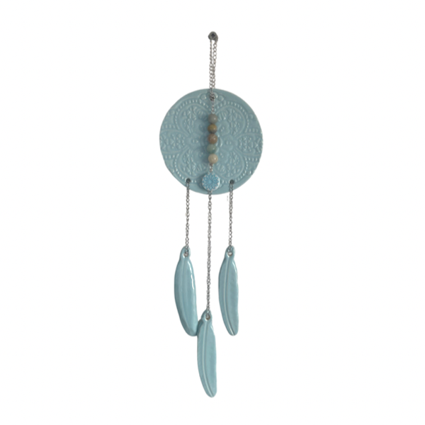 Handgemaakte keramieken dreamcatcher turquoise / mint