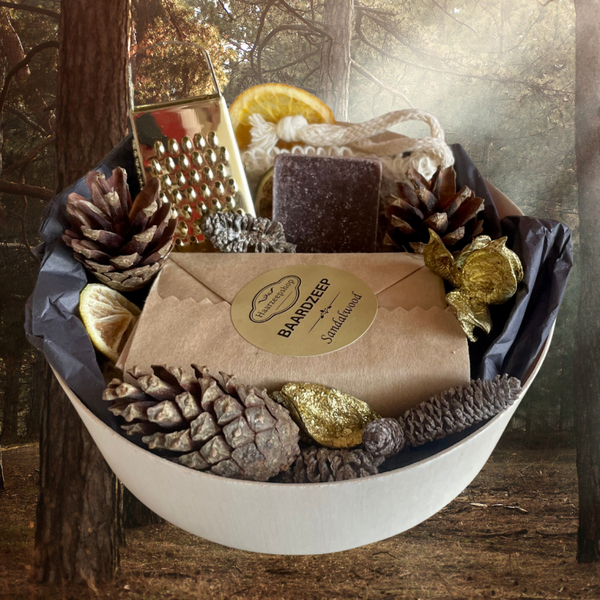 Giftbox Baardzeep, sisalzakje, raspje & amberblokje