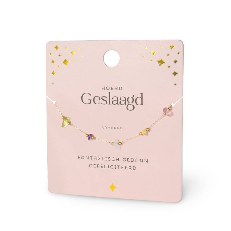 Edelstenen Armband: Hoera Geslaagd
