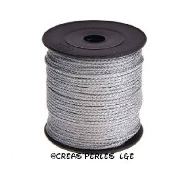Fil polyester 1,5mm gris argent