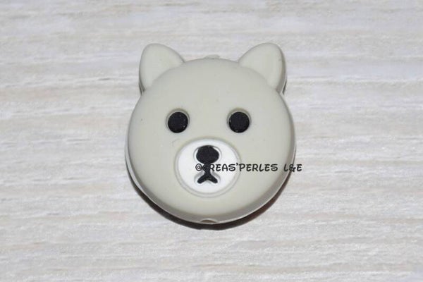 Tête d'ours silicone gris clair