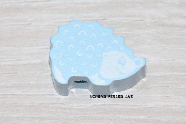 Perle hérisson bois bleu clair