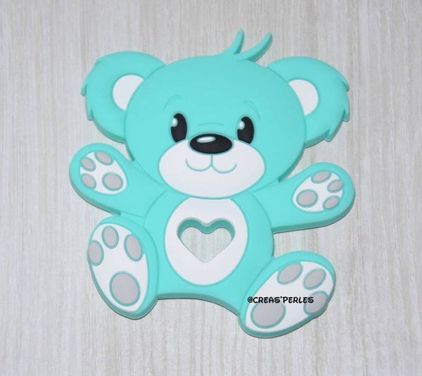 Anneau de dentition ours turquoise clair