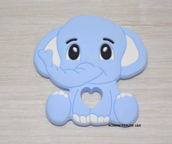 Anneau de dentition éléphant entier bleu clair