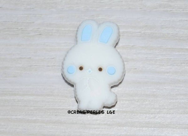 Lapin silicone blanc/bleu