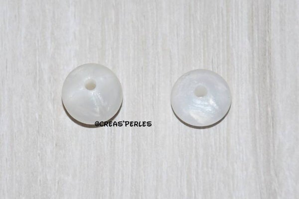 Perles silicone 12mm blanc nacré