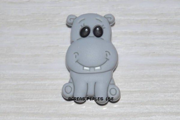 Hippopotame silicone gris clair