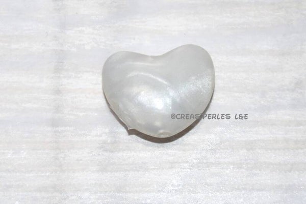 Coeur silicone blanc nacré