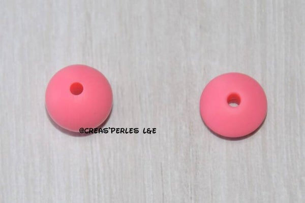 Perles silicone 12mm rose corail