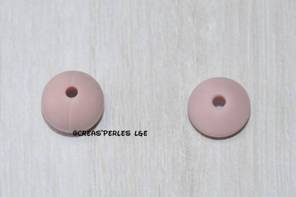 Perles silicone 12mm taupe