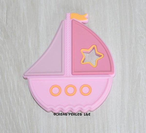 Anneau de dentition bateau rose clair