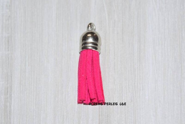 Plumeau porte-clé rose fuchsia
