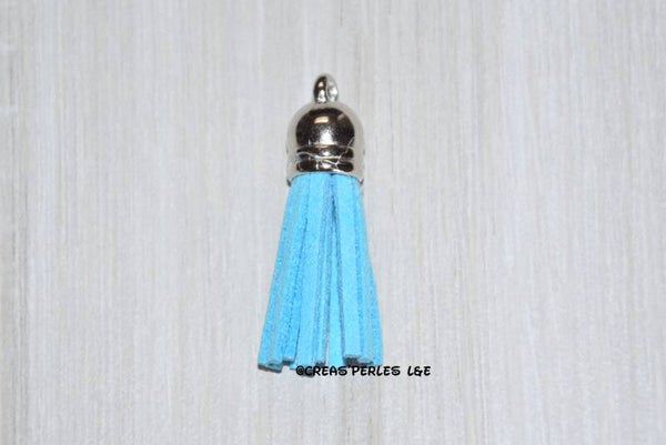 Plumeau porte-clé bleu turquoise